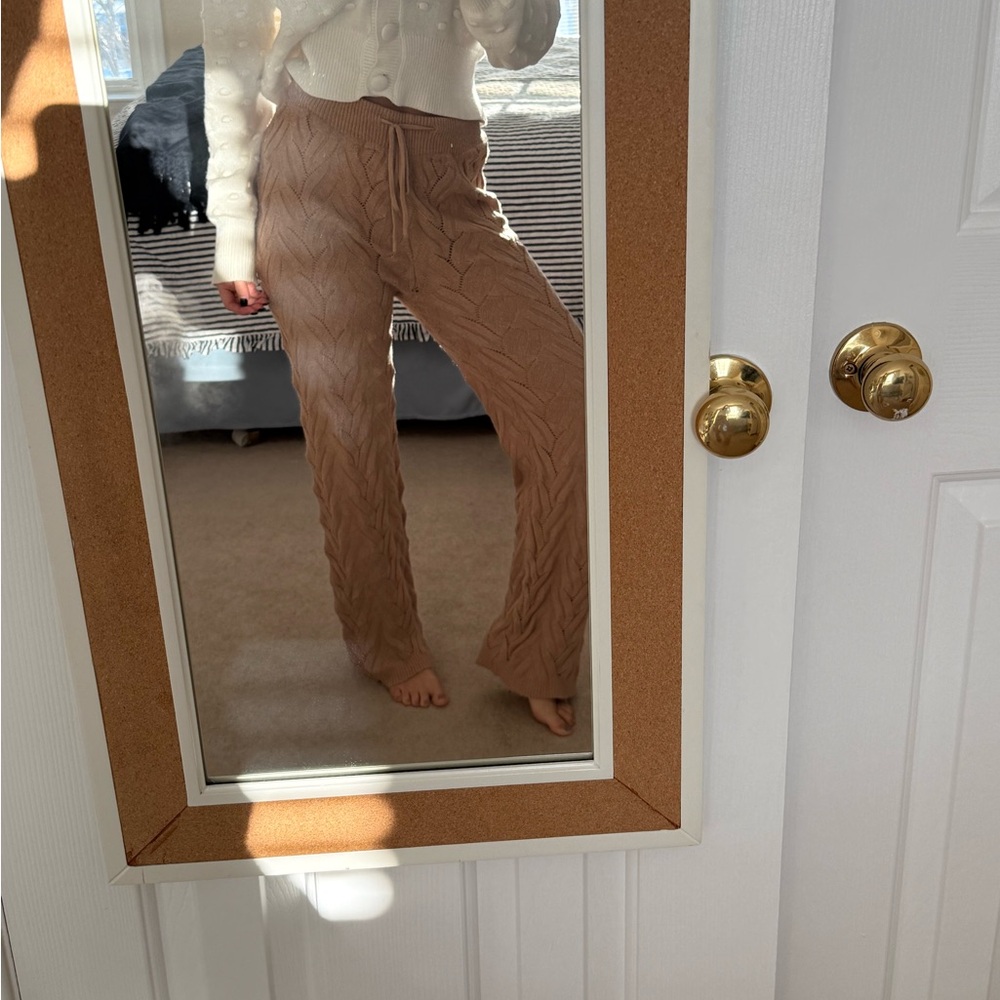 Cozy Cable Knit Brown Pants